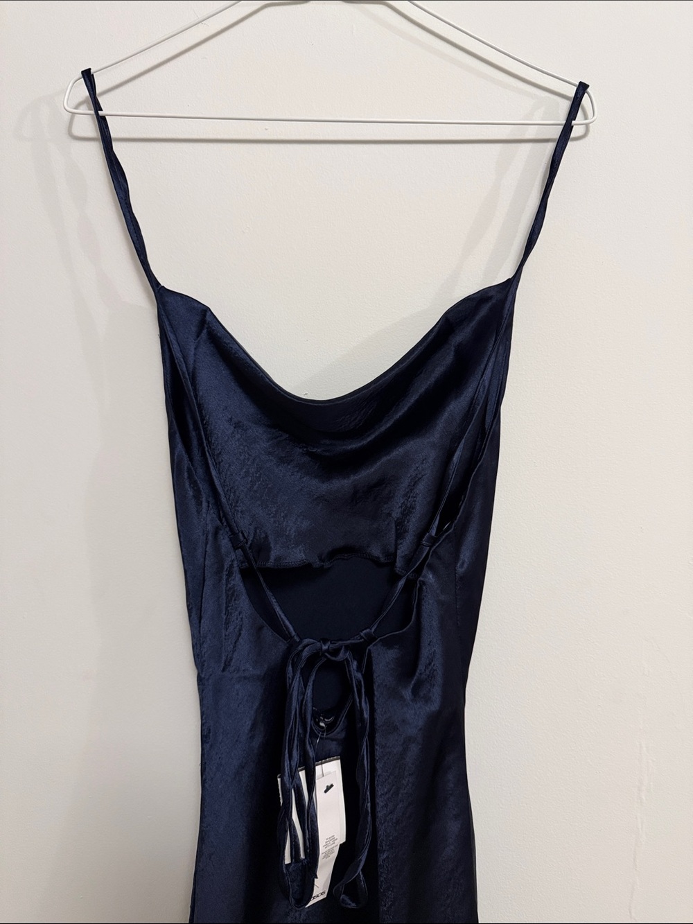ASOS Navy Blue Satin Backless Slip Dress